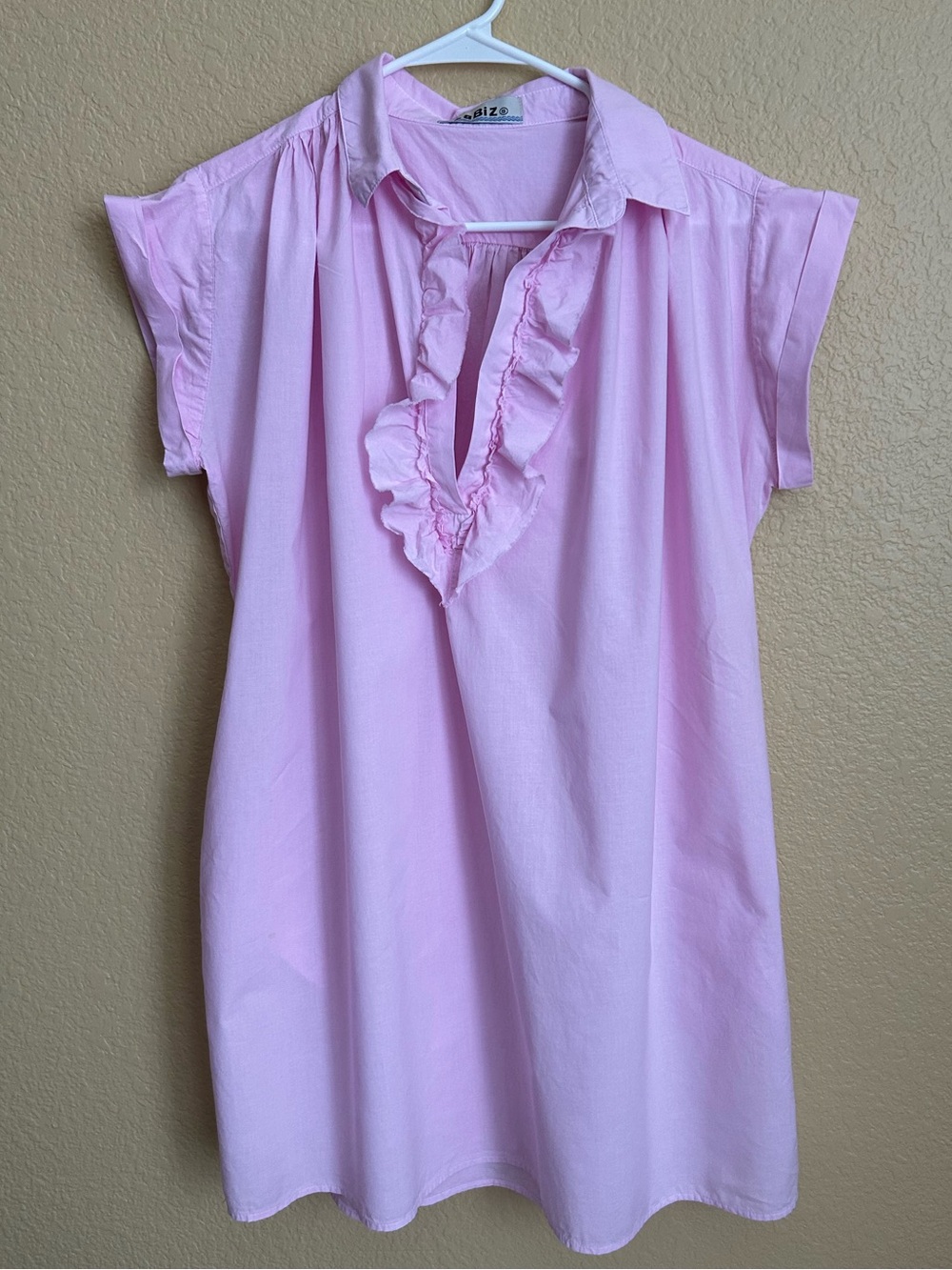 La Biz Pink Ruffle V-Neck Dress